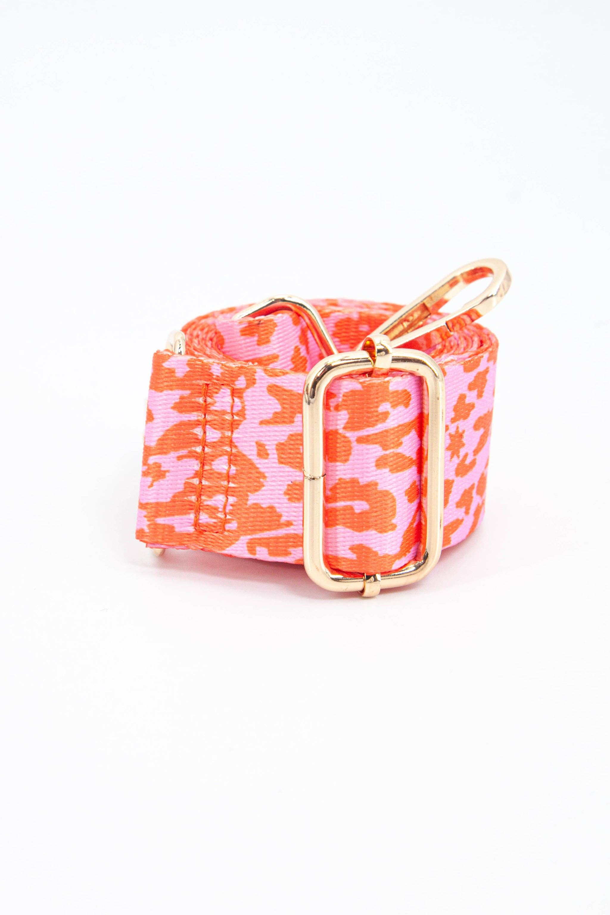 Two Tone Animal and Star Print Bag Strap in Pink & Orange