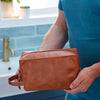 Load image into Gallery viewer, Brown and Black Leather Wash Bag - - Handmade