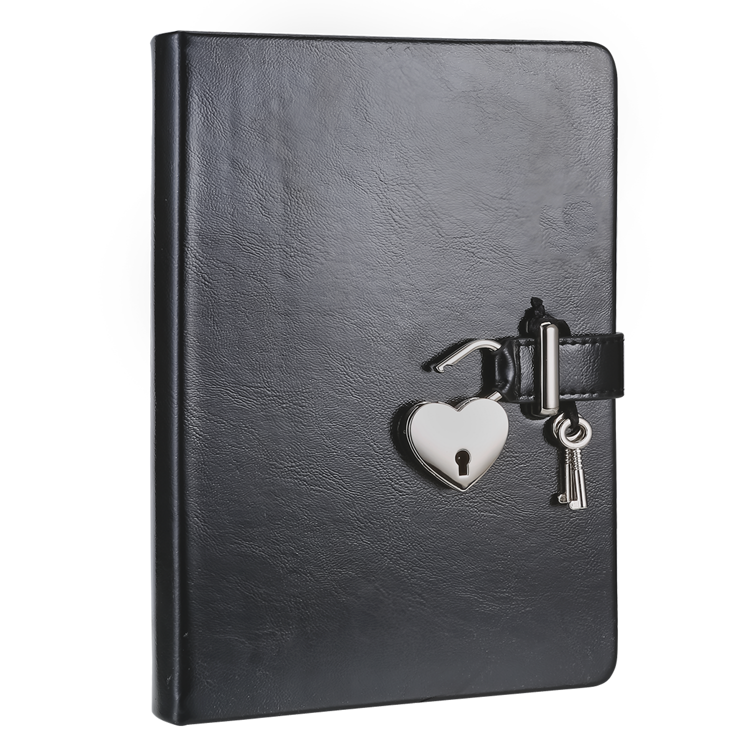 Heart Lock Diary for Girls with Key Vegan (Metallic Black)