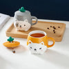 Cartoon Animal Ceramic Cup with Lid and Spoon, Kawaii Mug