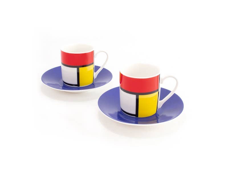 Espresso Set (2 Cups), Mondriaan