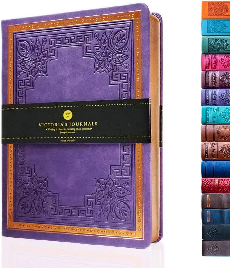 Victoria's Journals Antique Style Diary Hard Cover (Purple)