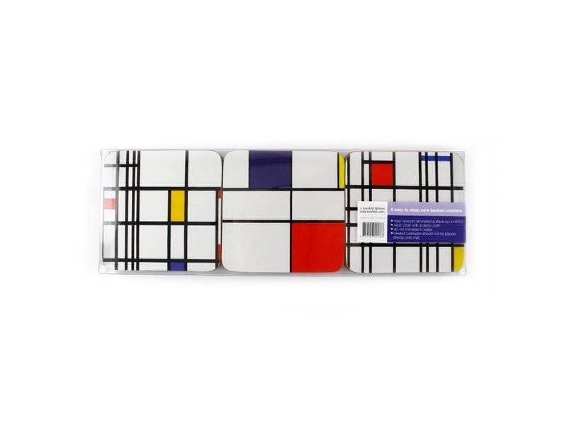 Coasters, Set Of 6, Mondriaan Composition