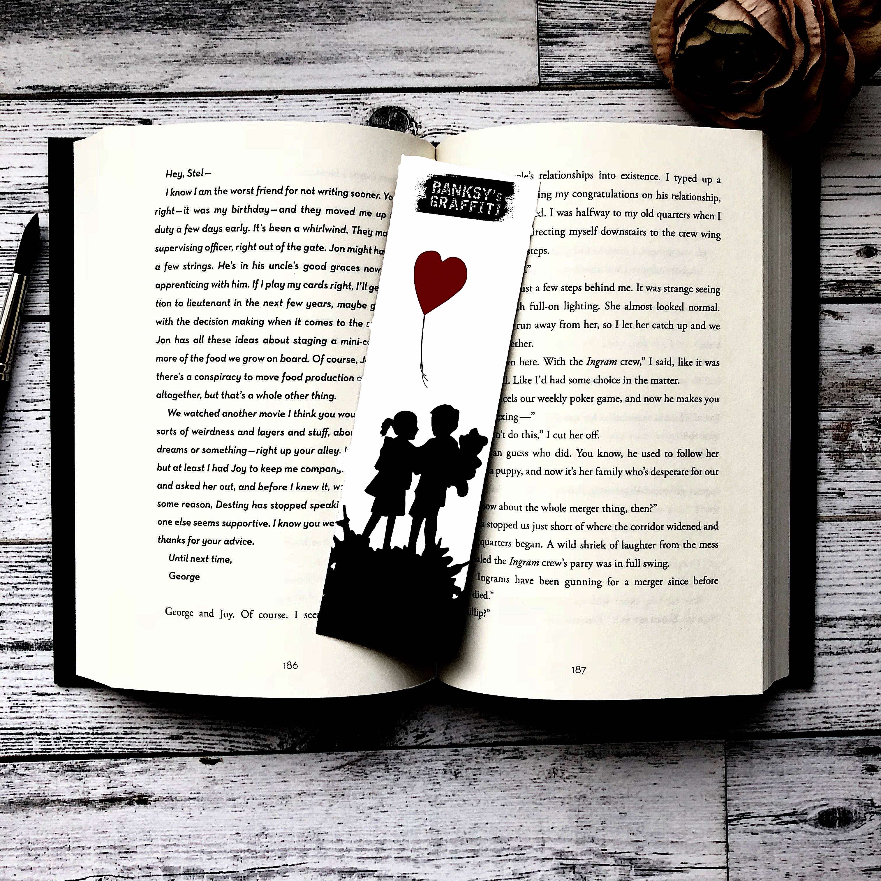 Banksy Scented Bookmark - Flying Balloons Girl