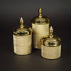 Gold Alum Elegant Etched Round Box w/ Polished Lid Medium