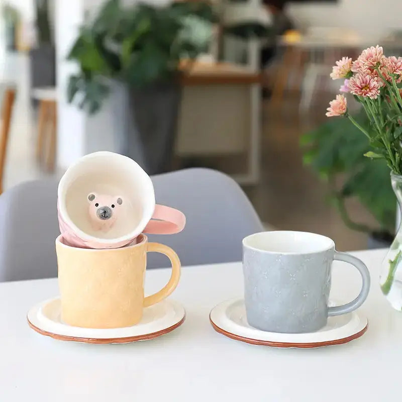 Cute Bear Cup and saucer, Kawaii Cup