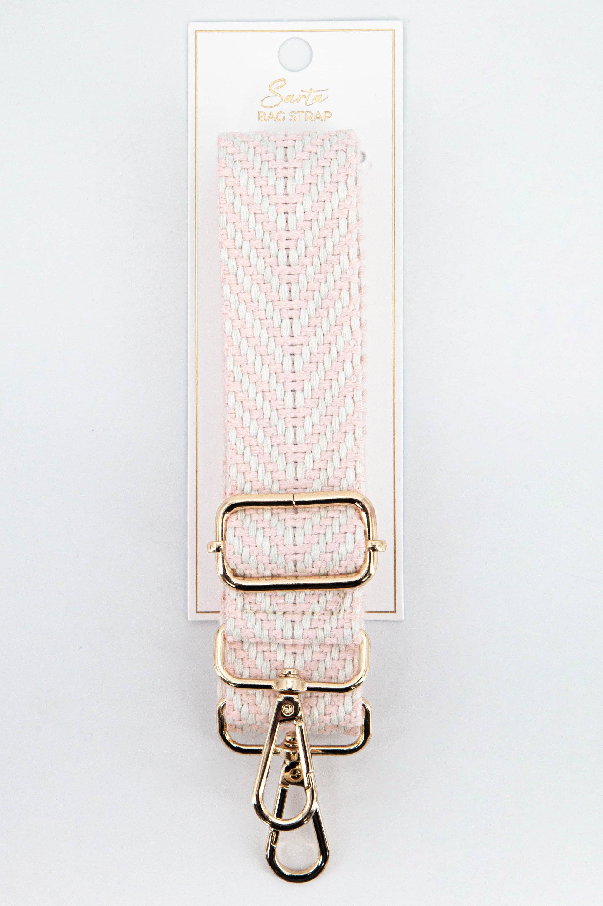 Chevron Print Woven Bag Strap in Light Pink