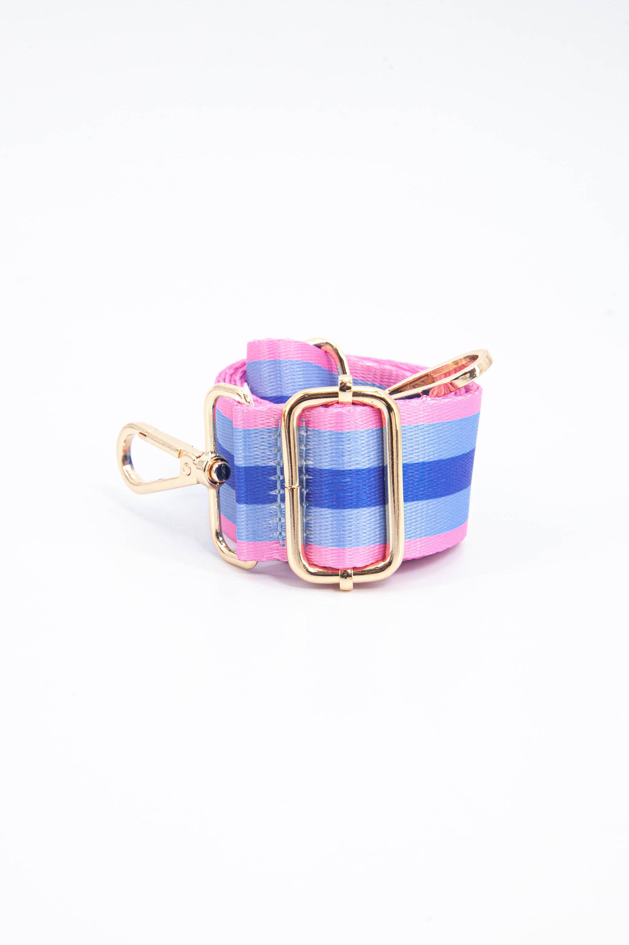 Contrasting Colourblock Striped Bag Strap in Azure Pink