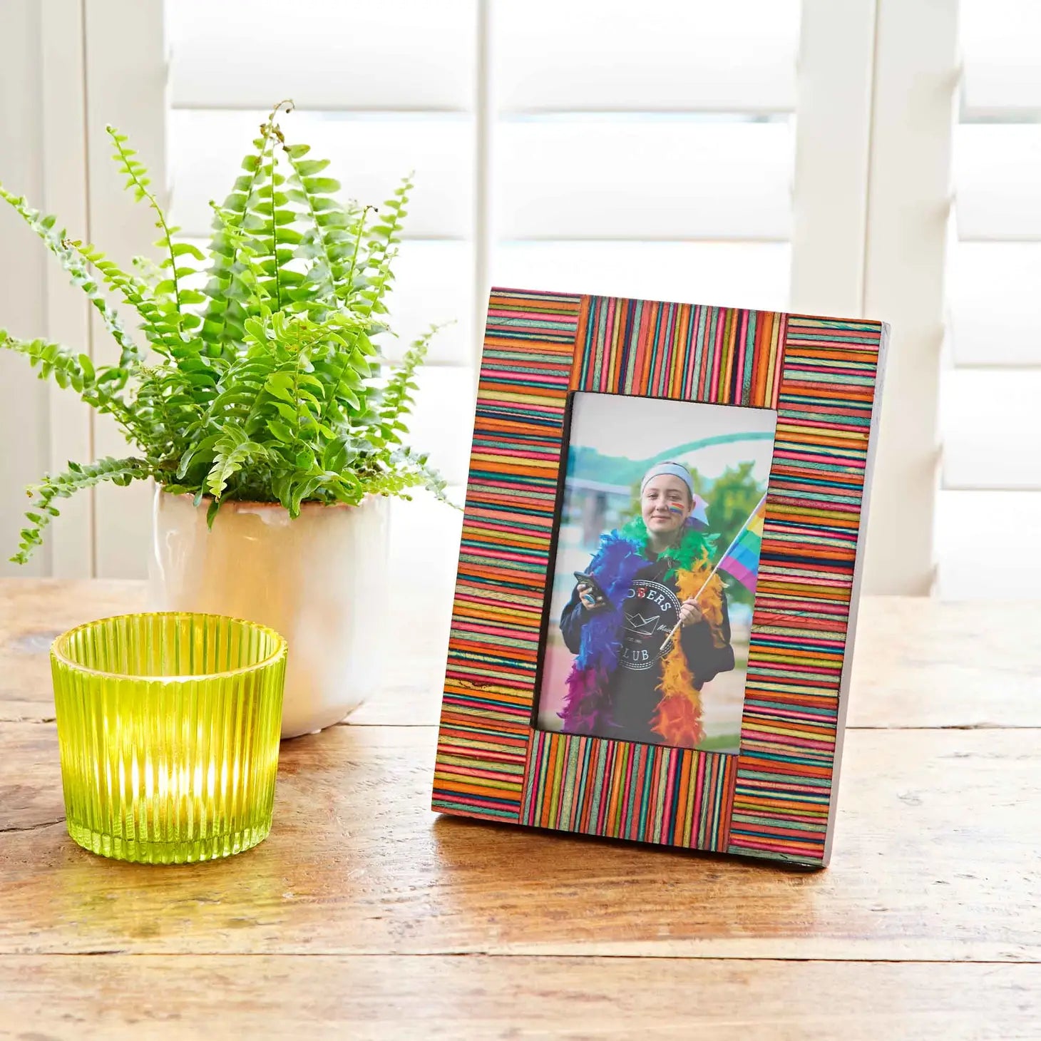 Dhari Multicoloured Stripe Papri Wood Photo Frame