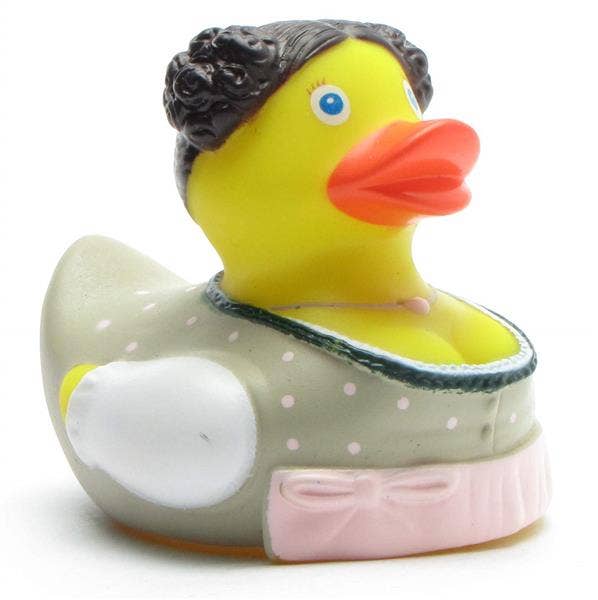 Zenzi rubber duck with pink apron - rubber duck