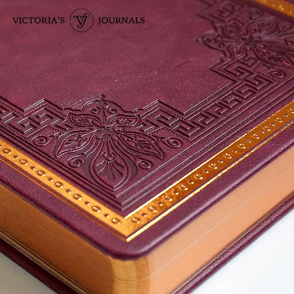 Victoria's Journals Antique Style Diary Hard Cover Burgundy