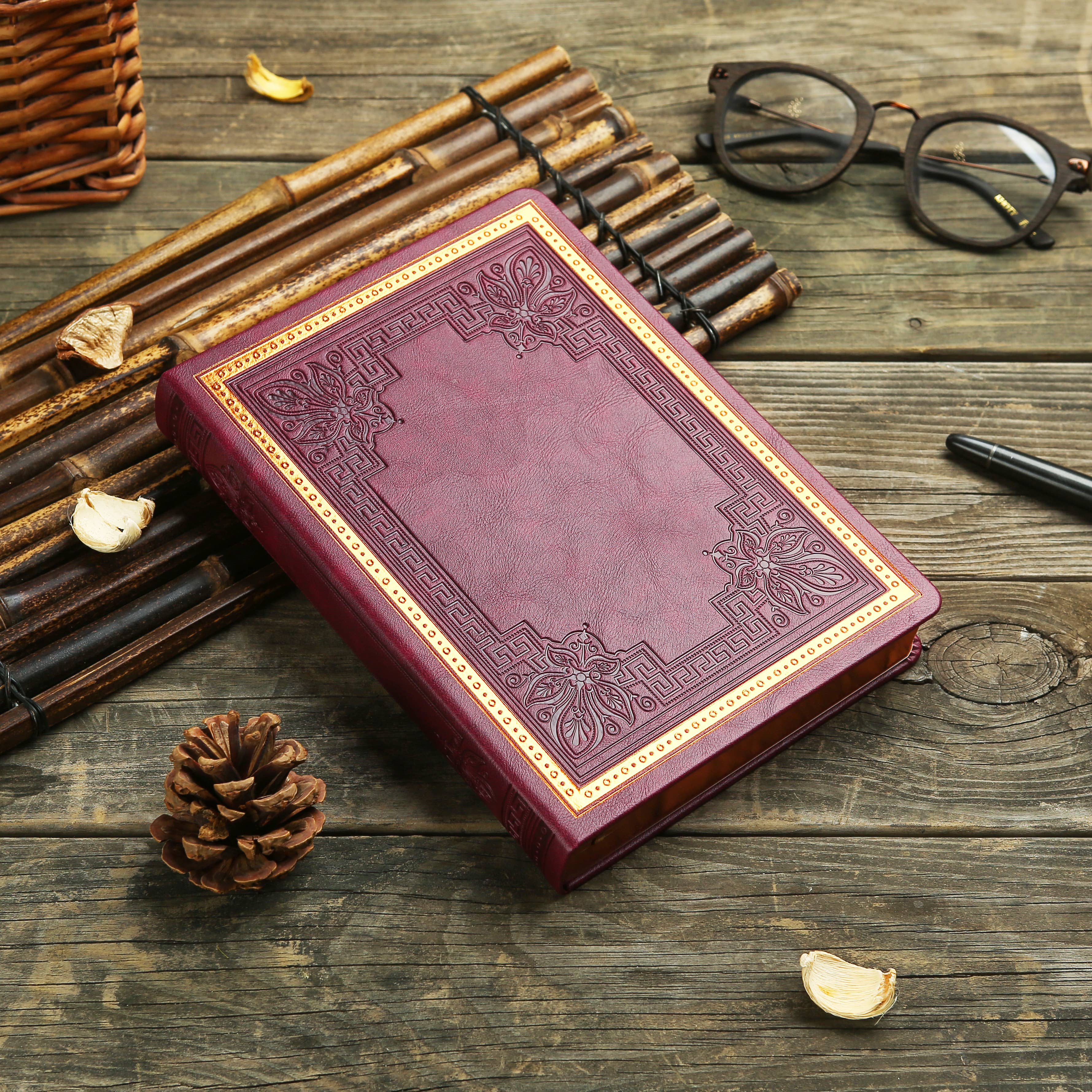 Victoria's Journals Antique Style Diary Hard Cover Burgundy