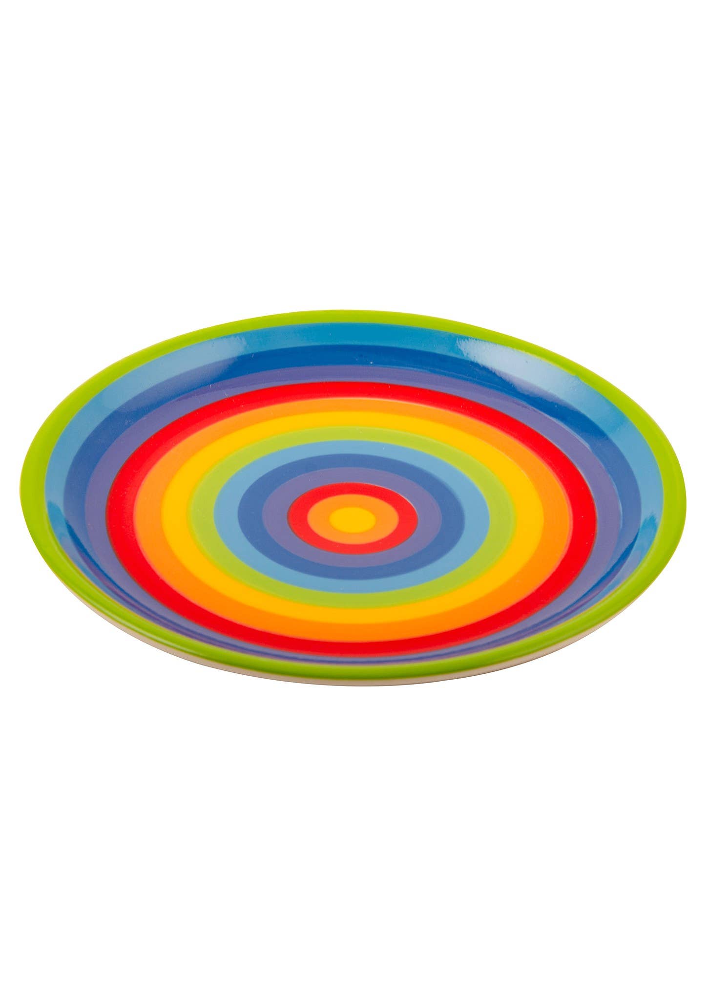 Hand Painted Rainbow Stripe Ceramic Plate