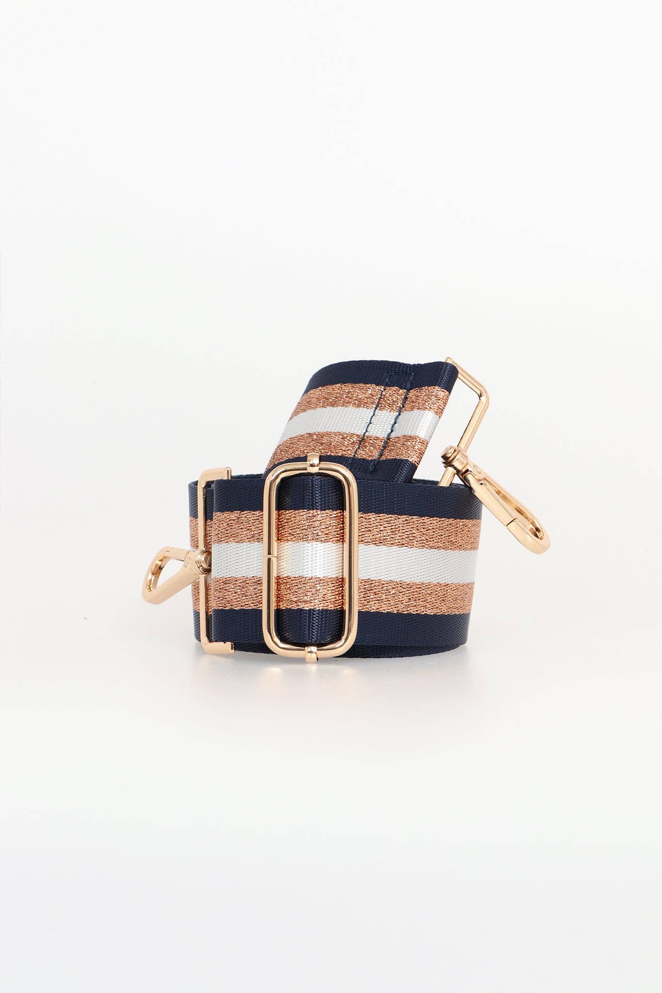 Denim Blue Gold Glitter Stripe Bag Strap