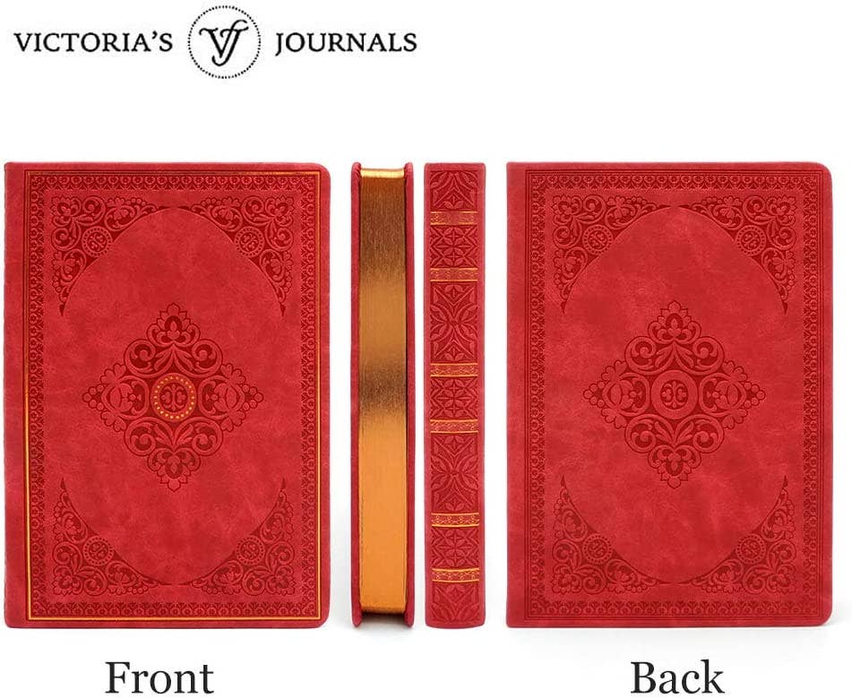 Victoria's Journals Antique Style Diary Vegan Leather (Red)