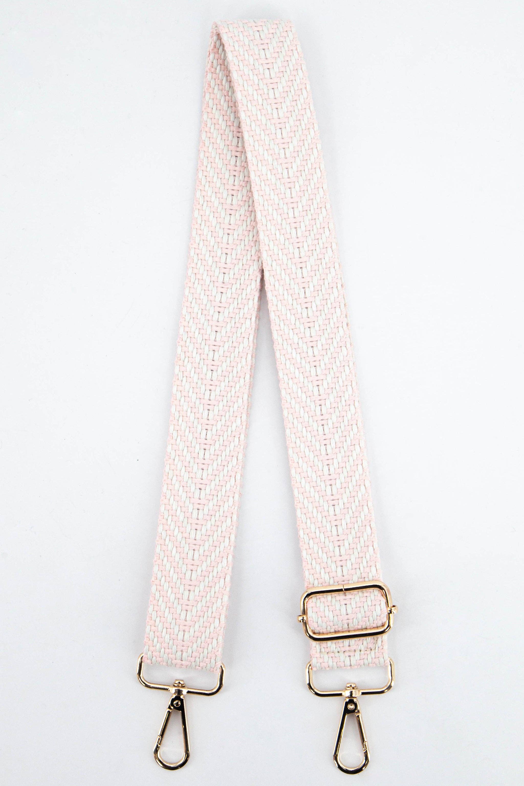 Chevron Print Woven Bag Strap in Light Pink