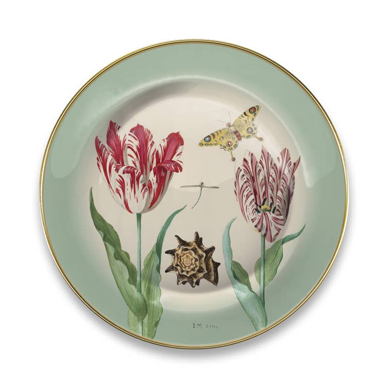 Metal Plate Marrel Tulips Green 16cm