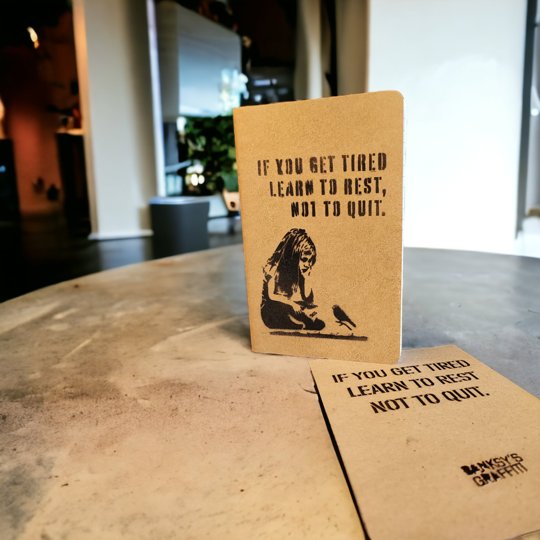 Banksy A5 Street Journal + Stencil - Learn to rest