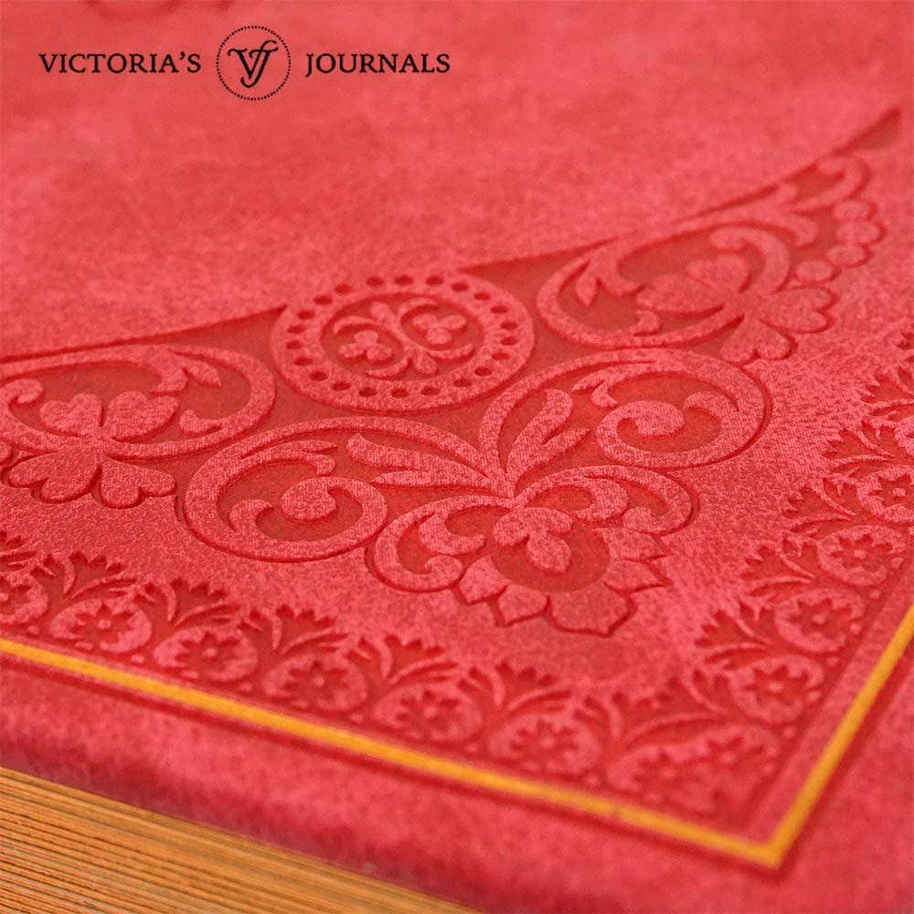 Victoria's Journals Antique Style Diary Vegan Leather (Red)