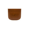 Round leather strap purse.