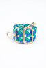 Geometric Chevron Print Bag Strap in Green & Blue