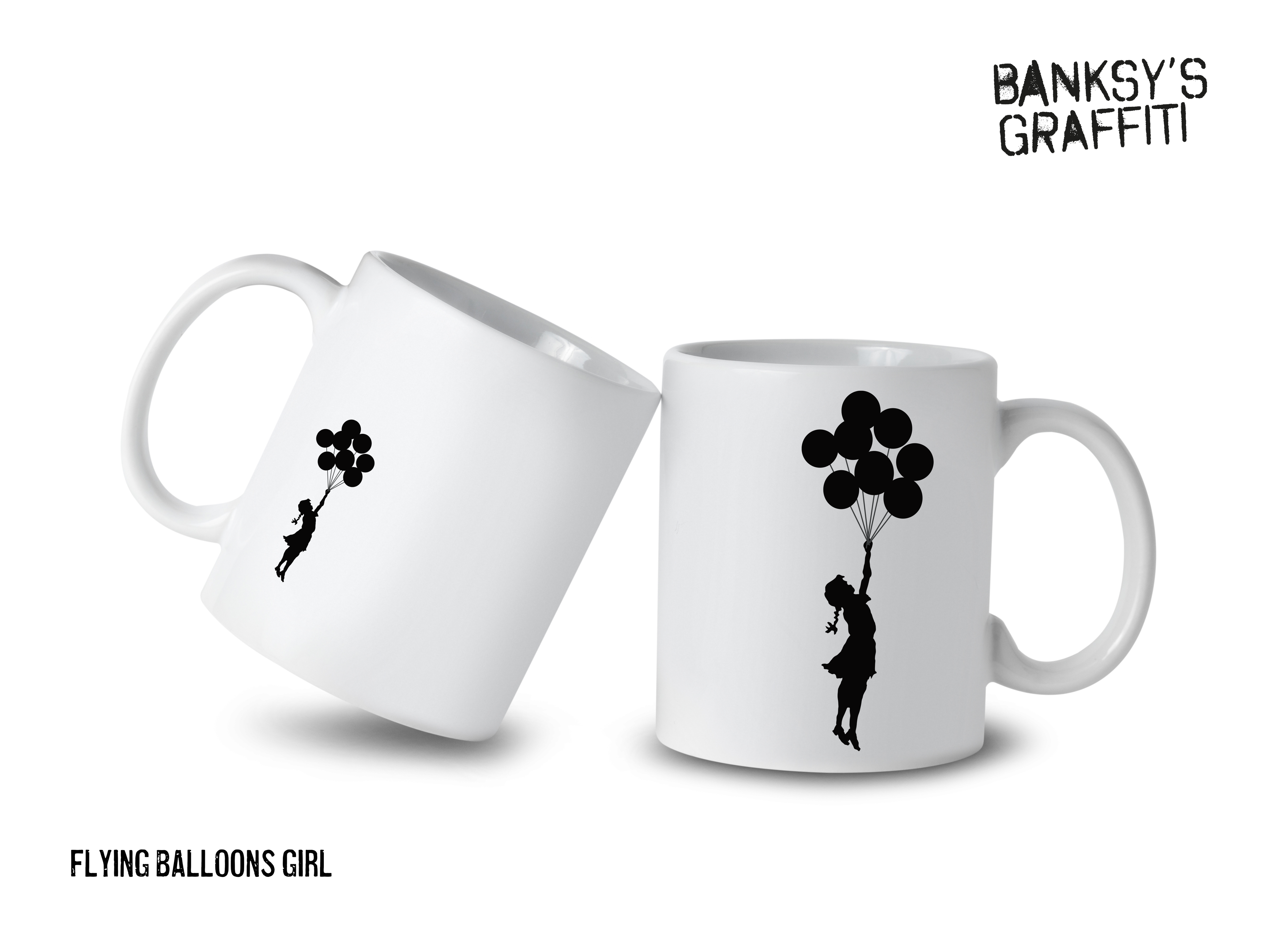 Banksy Ceramic Mug 325ml - Flying Balloons Girl