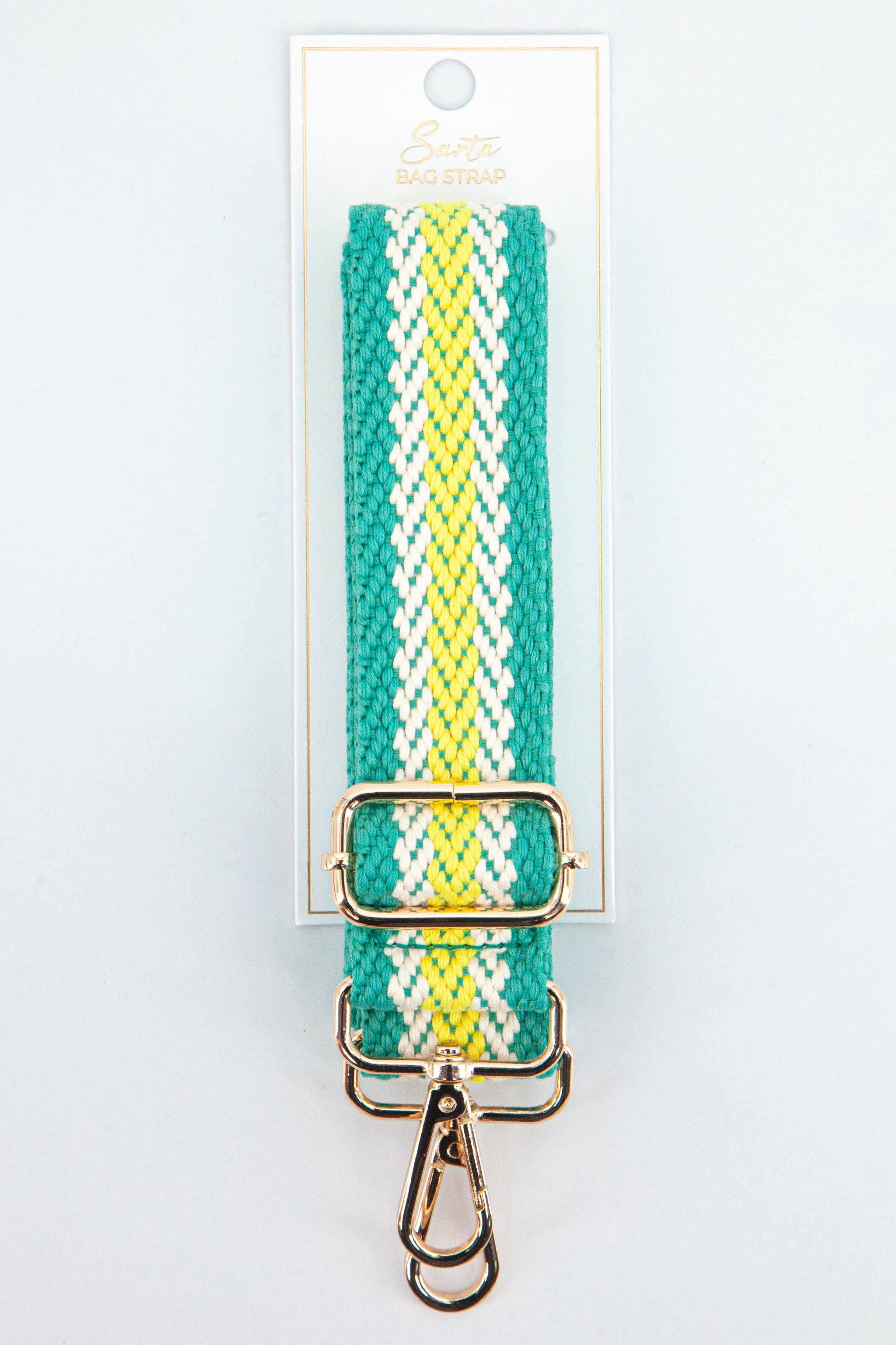 Contrasting Stripes Bag Strap in Turquoise & Lime