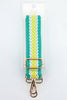 Contrasting Stripes Bag Strap in Turquoise & Lime