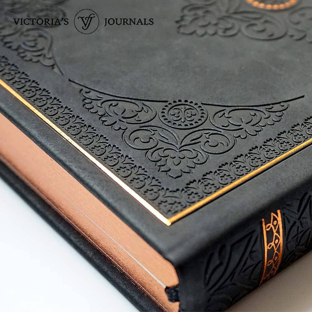 Vintage Classic Style Diary Notebook Vegan Leather (Black)S