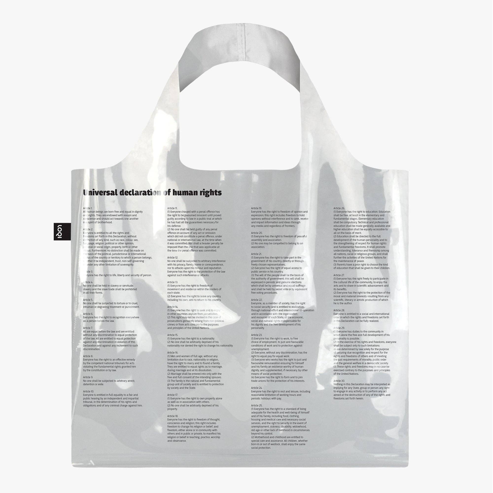 TRANSPARENT Universal Declaration of Human Rights Bag