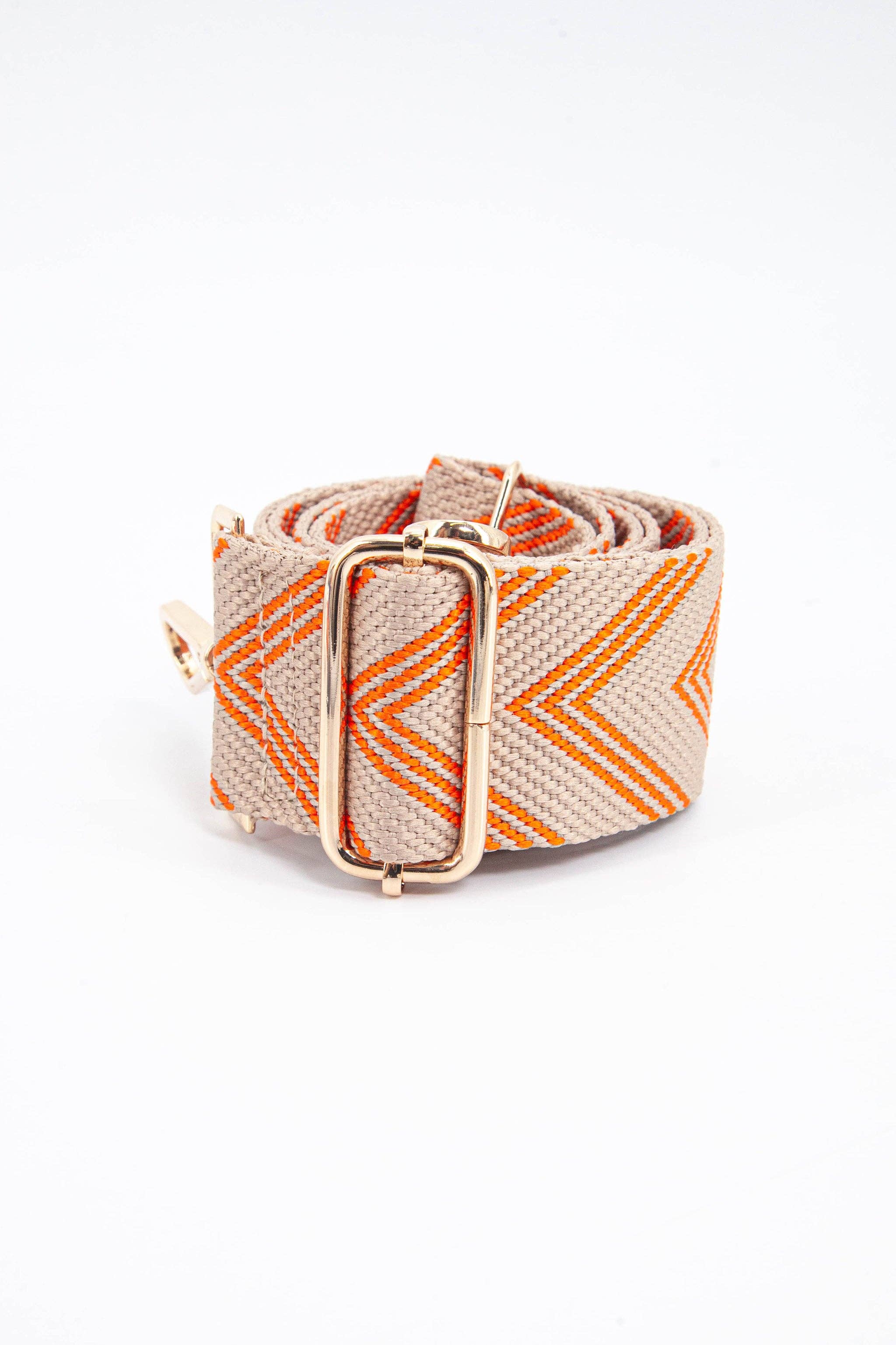 Woven Two Tone Chevron Print Bag Strap in Orange