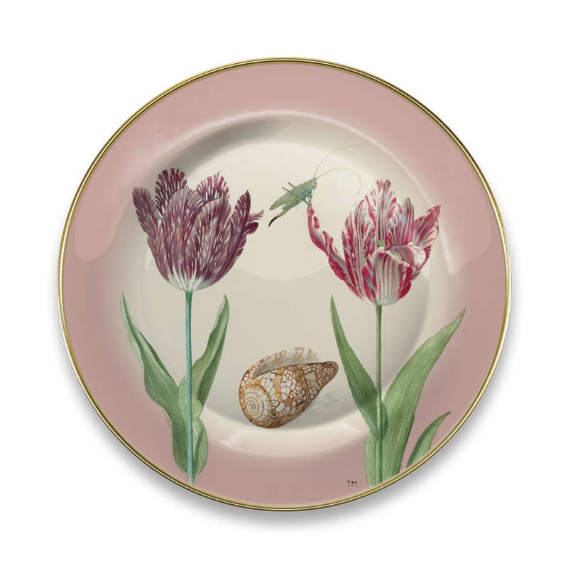 Metal Plate Marrel Tulips Pink 16cm