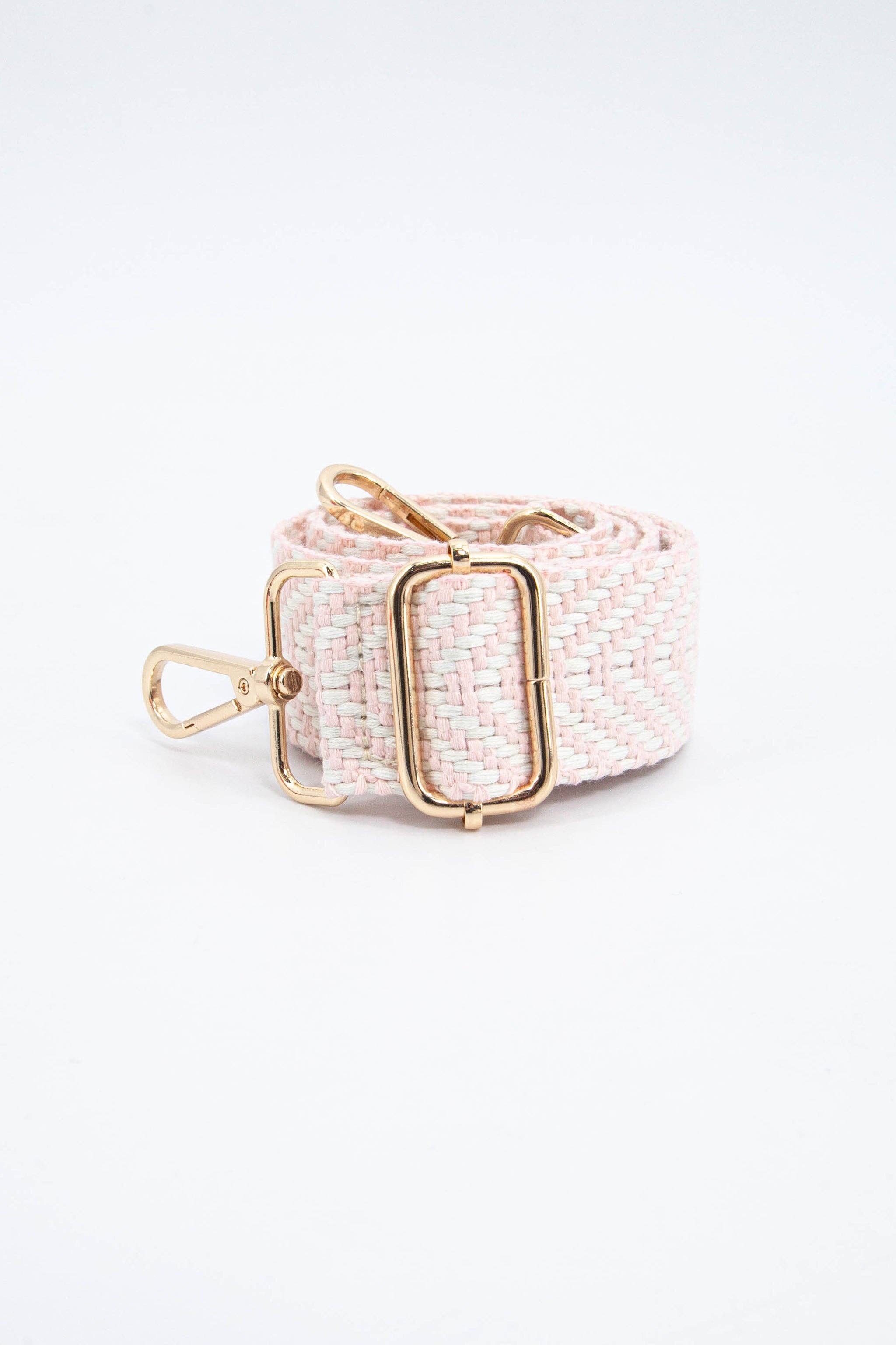 Chevron Print Woven Bag Strap in Light Pink