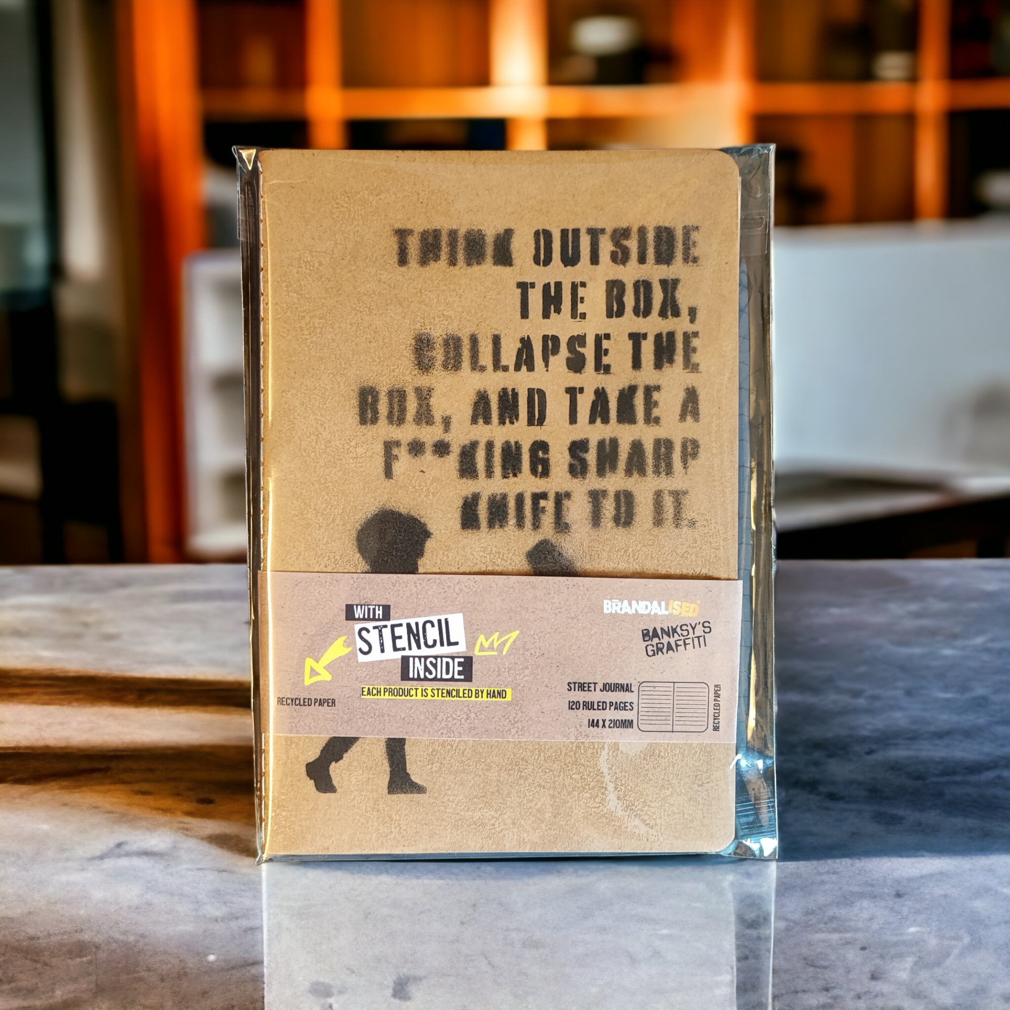 Banksy A5 Street Journal + Stencil - Think Outside the Box