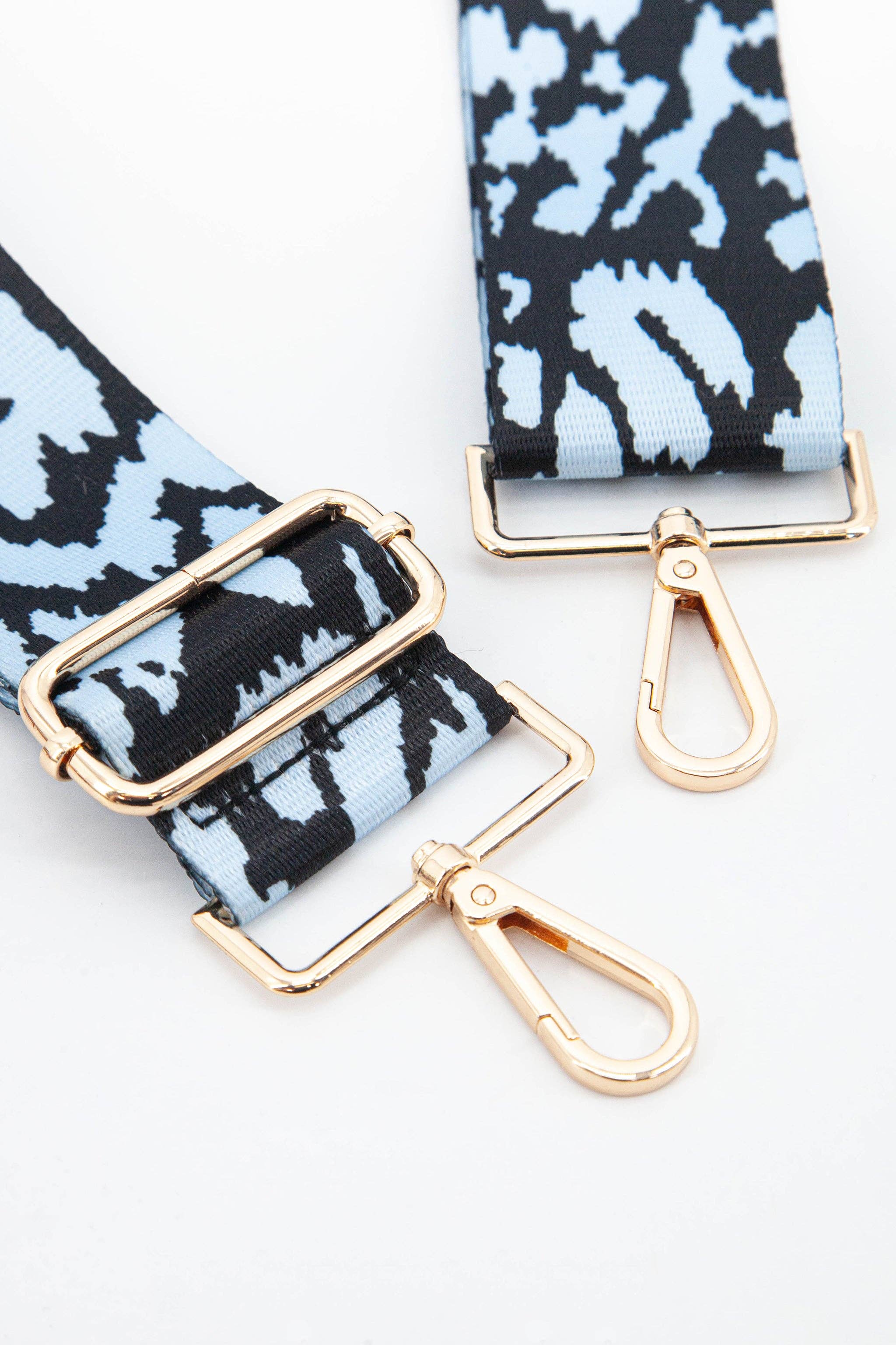 Two Tone Animal Print Bag Strap in Blue