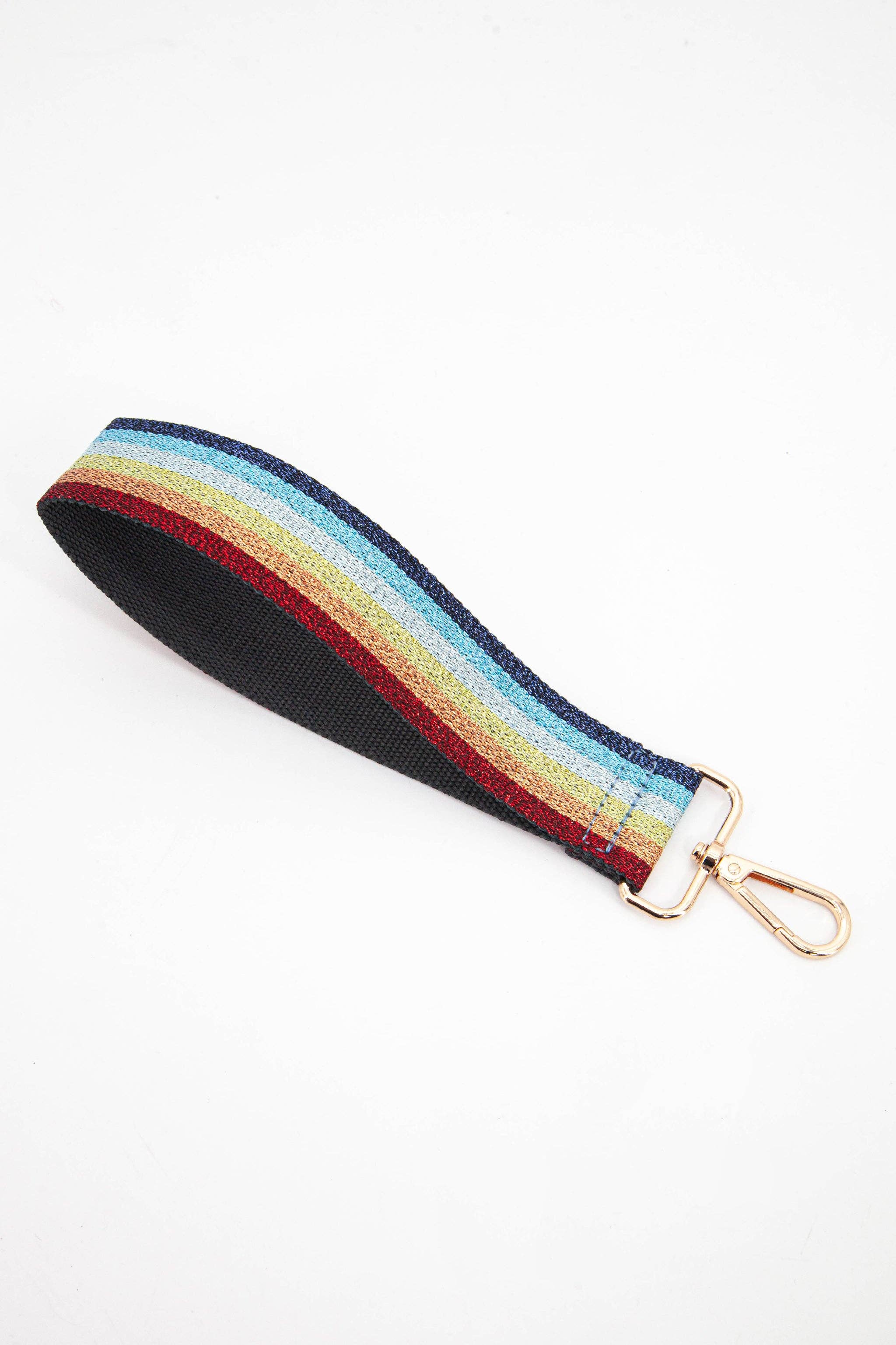 Rainbow Glitter Striped Wrist Strap in Multicolour