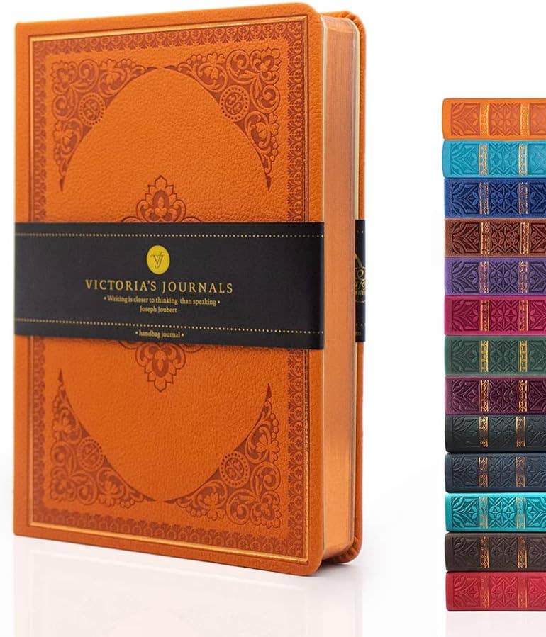 Vintage Classic Style Diary Notebook Vegan Leather (Orange)S