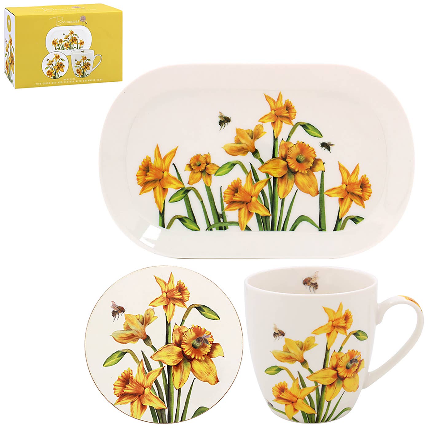 Bee-Tanical Mug & Coaster Set Daffodil