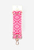 Two Tone Ikat Print Woven Bag Strap in Neon Pink