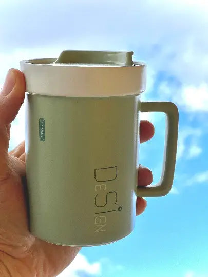 Kawaii Coffee Mug with Lid, Travel Stoneware Mug