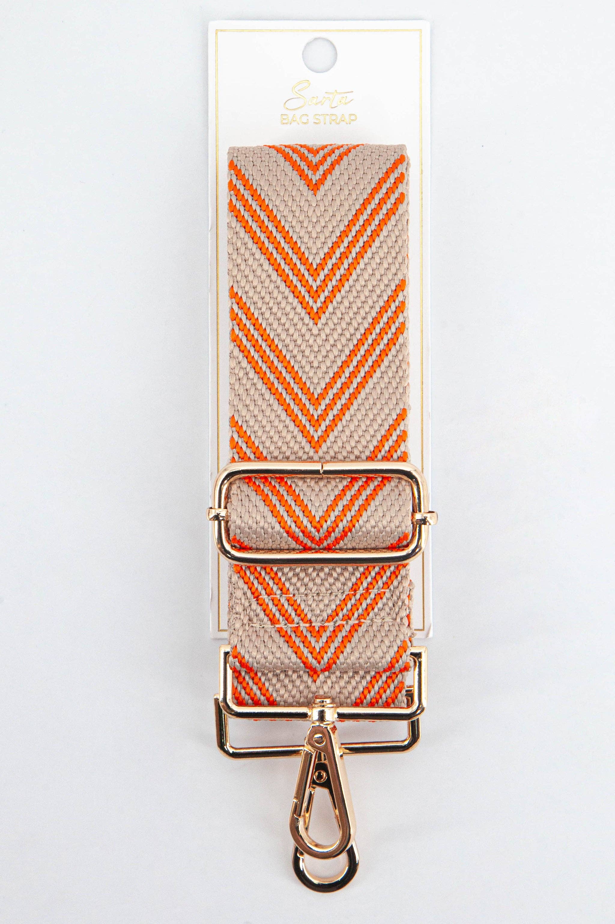 Woven Two Tone Chevron Print Bag Strap in Orange