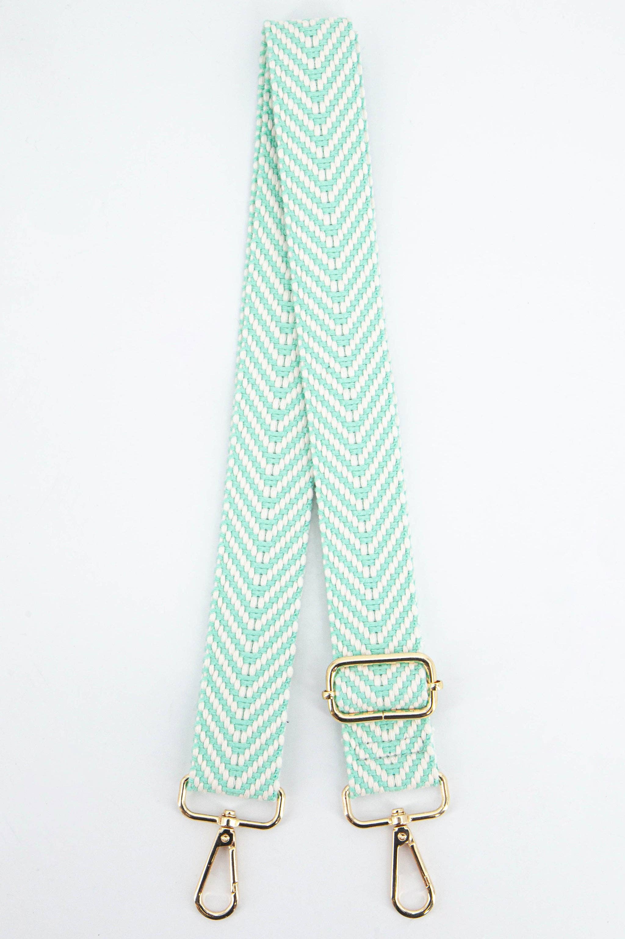 Woven Chevron Print Bag strap in Mint Green