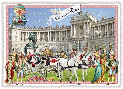 City postcard, Vienna Hofburg (cross), PK122