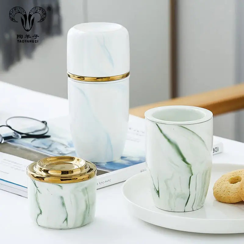 Portable Ceramic Mal Mug, Tea, and Coffee With case