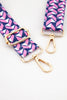 Geometric Chevron Print Bag Strap in Pink Navy Blue