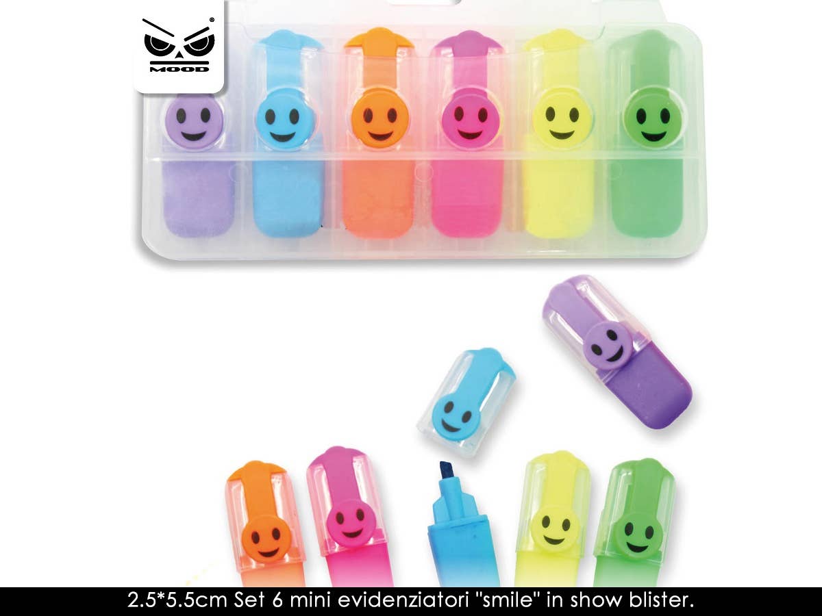 Set of 6 Smile Mini Highlighters