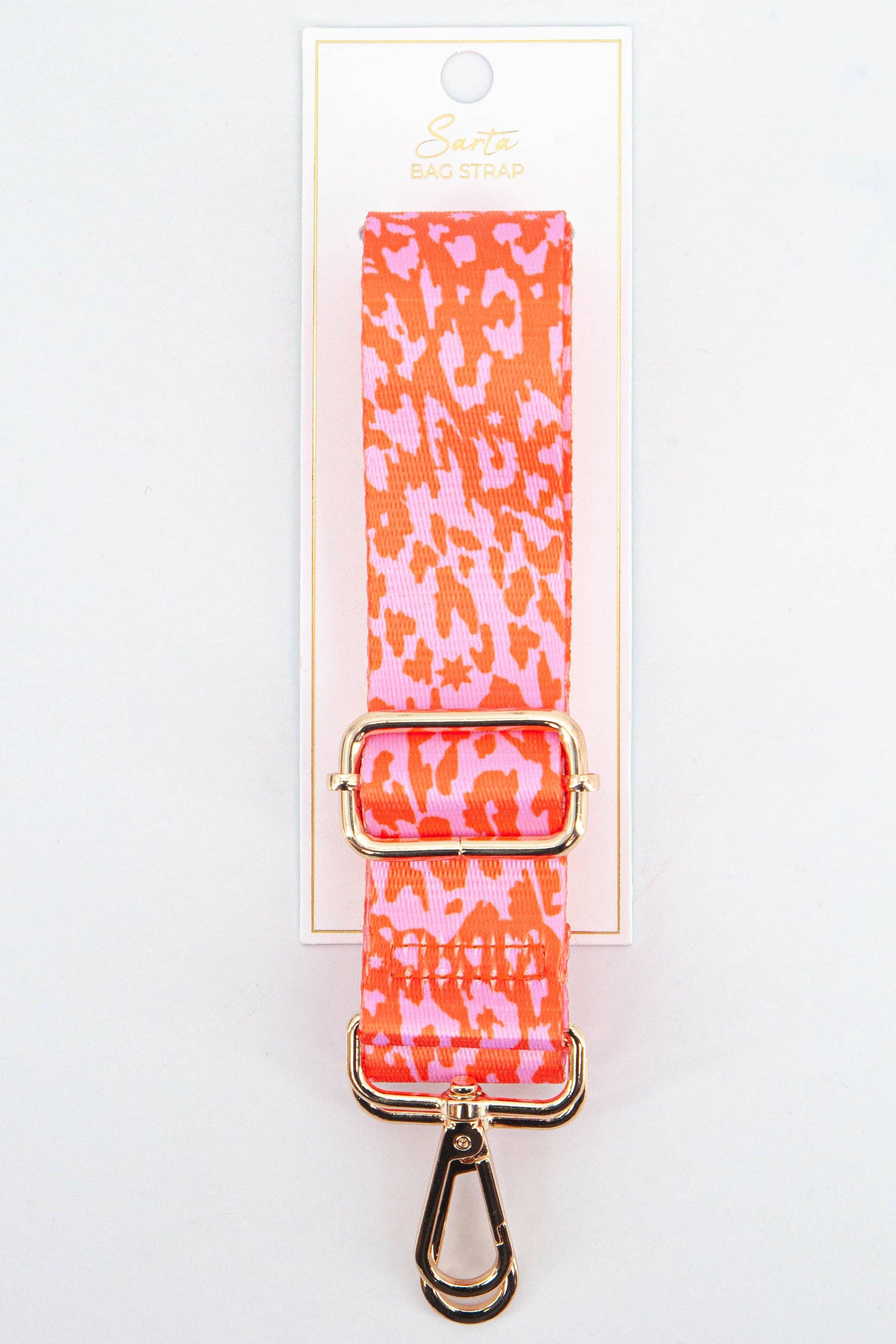 Two Tone Animal and Star Print Bag Strap in Pink & Orange