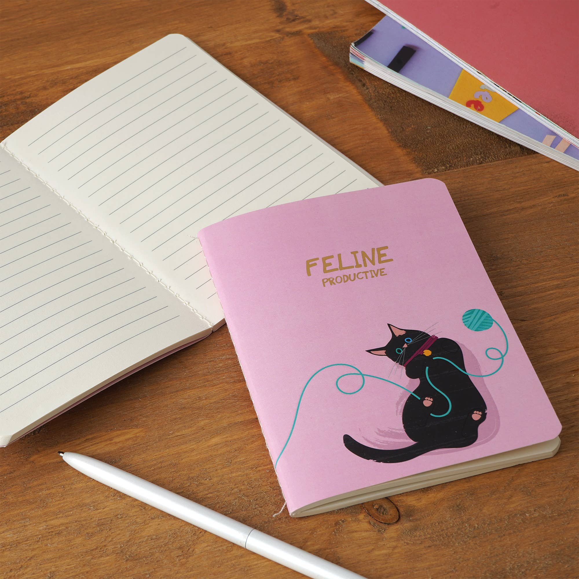 Set of 2 Cool Cat 'Feline Productive' Notebooks