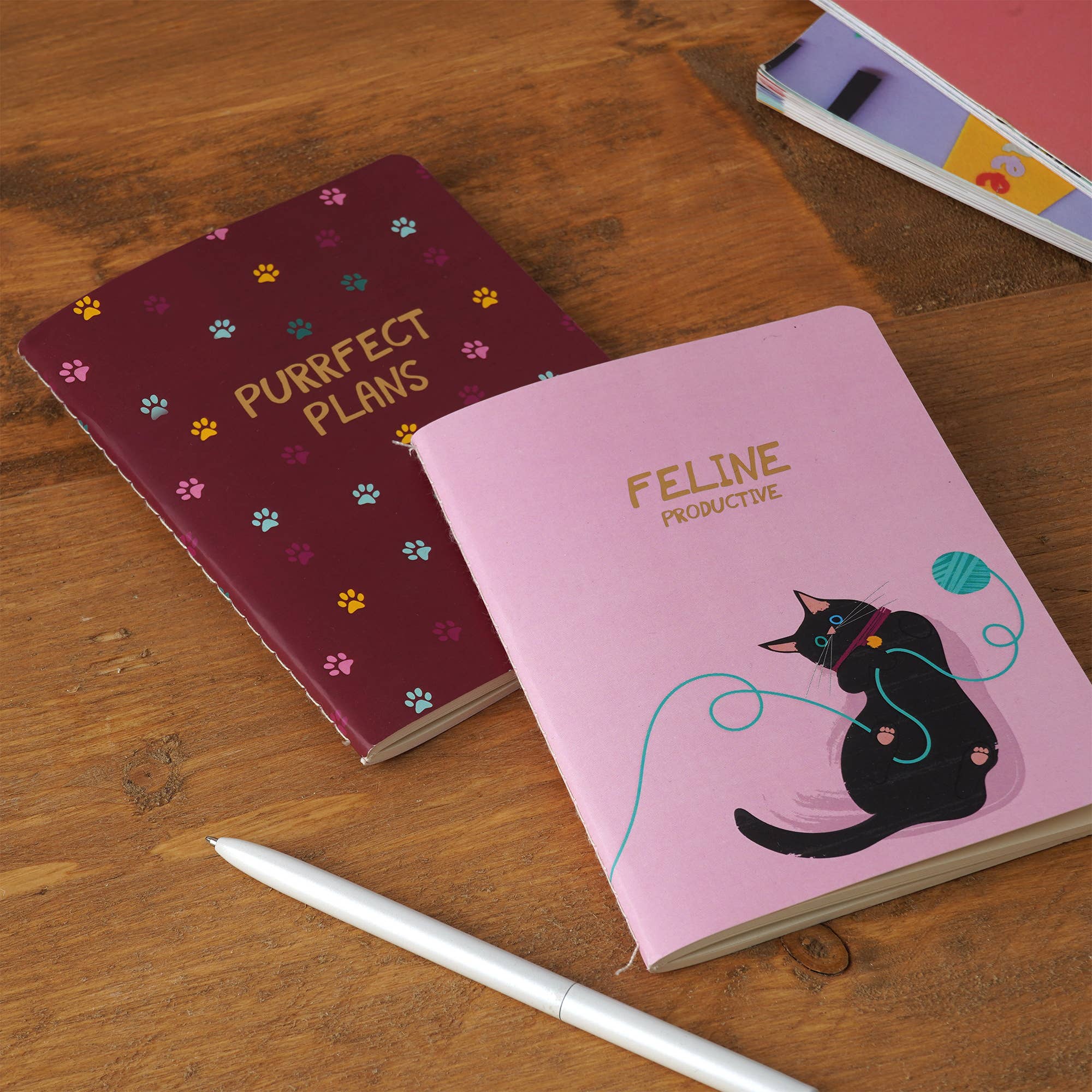 Set of 2 Cool Cat 'Feline Productive' Notebooks