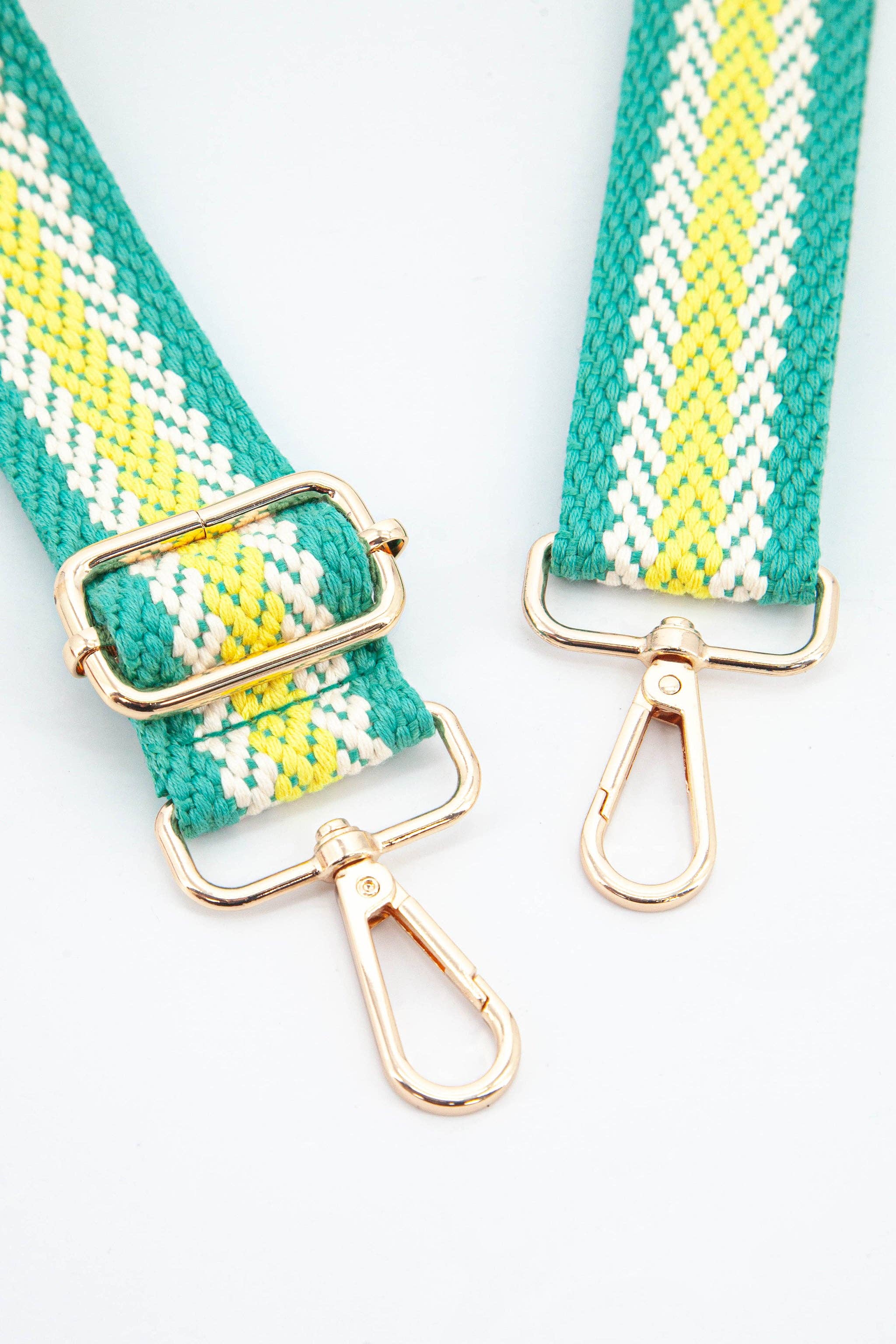 Contrasting Stripes Bag Strap in Turquoise & Lime